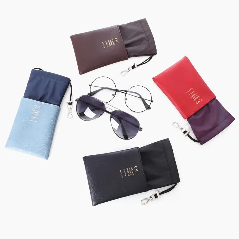 PU Drawstring Glasses Case for Eyeglass Sunglasses Storage Pouch
