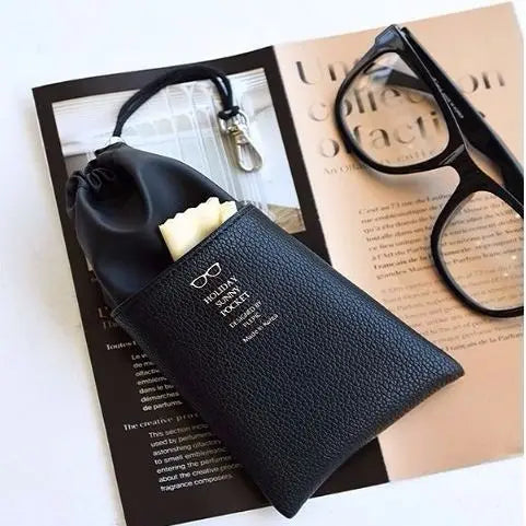 PU Drawstring Glasses Case for Eyeglass Sunglasses Storage Pouch