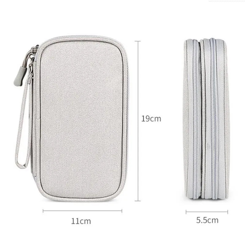 Double Layer USB Data Cable Earphone Wire Bag Organizer Case