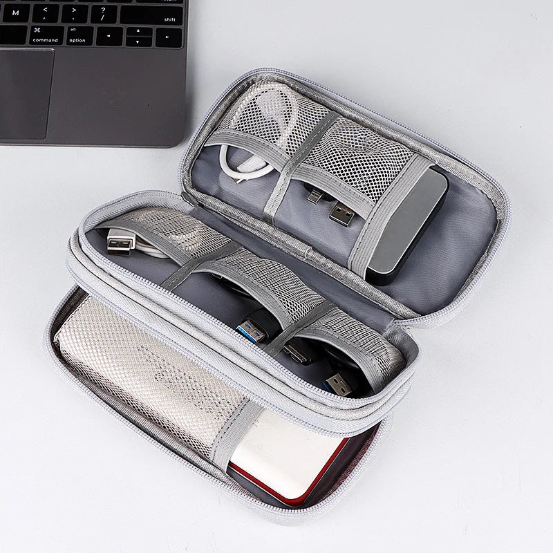 Double Layer USB Data Cable Earphone Wire Bag Organizer Case