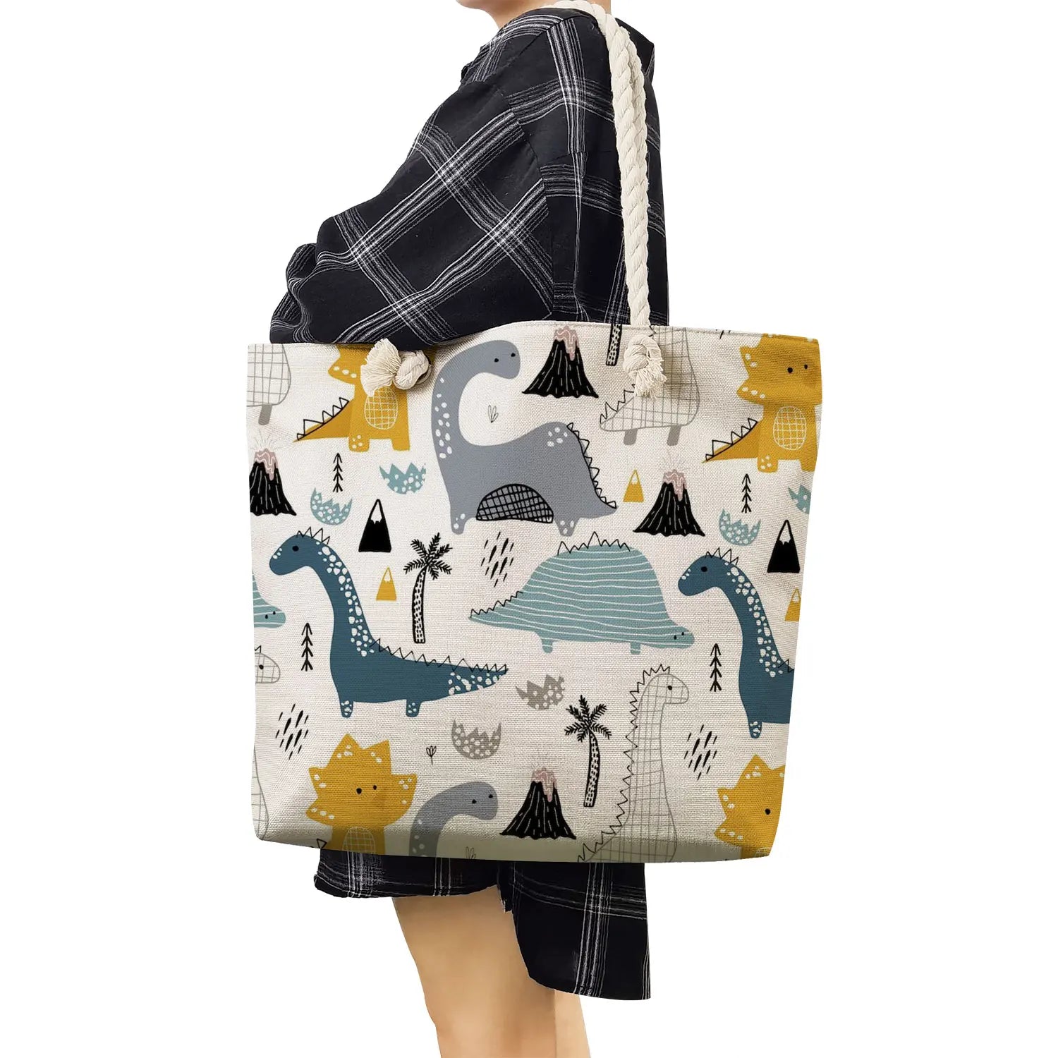 Dinosaur Print Women Handbags Casual Tote Large Capacity Shopping Bags