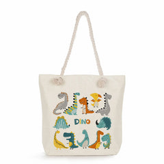 Dinosaur Print Animal Shoulder Bag Casual Tote Large Capacity Shopping Bag