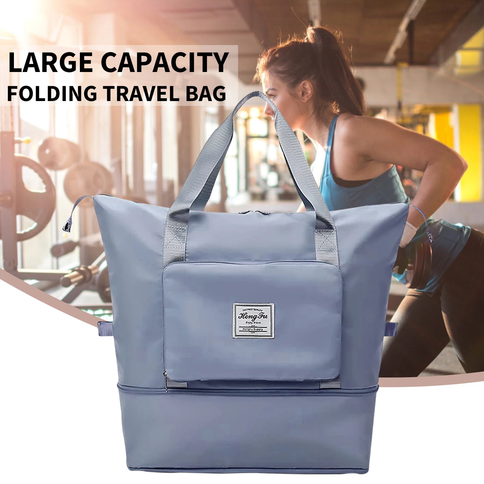 Large Capacity Folding Sport Bag Wet Dry Separation Shoulder Bag