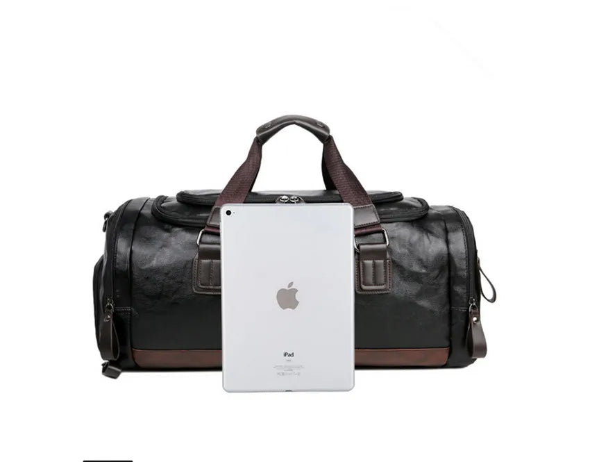 Men Leather Duffle Bag Gym Sport Travel Bag