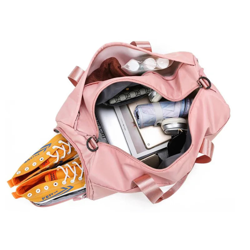 Pink Gym Bag Sequins for Fitness Training Women Tote Bag Travel