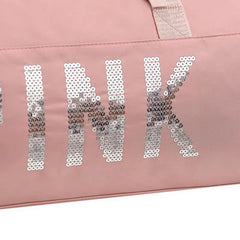 Pink Gym Bag Sequins for Fitness Training Women Tote Bag Travel