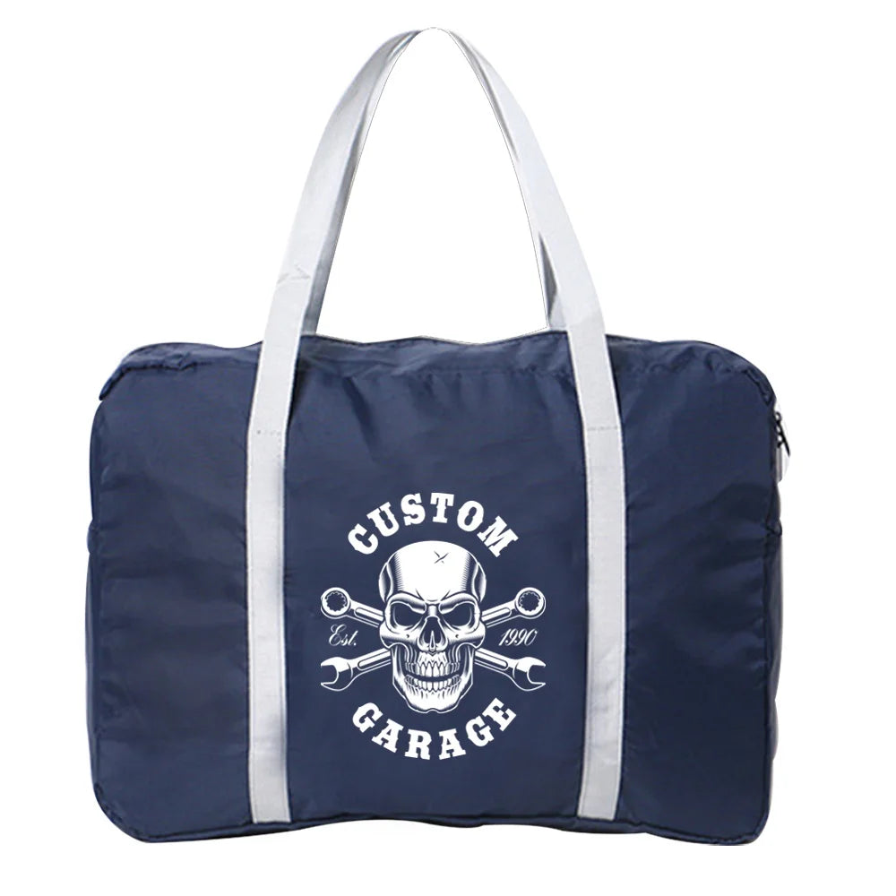 Skull Printed Foldable Duffle Bag Large Capacity Travel Bag