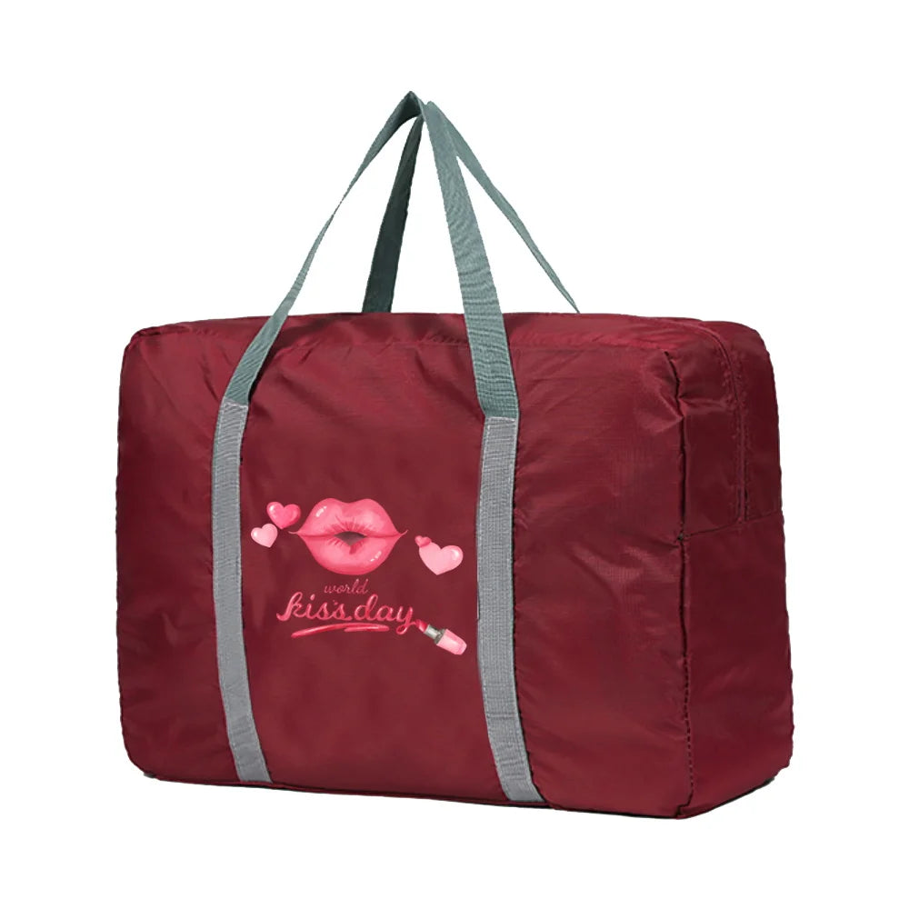 Foldable Travel Bag Large Capacity Portable Luggage Mouth Pattern