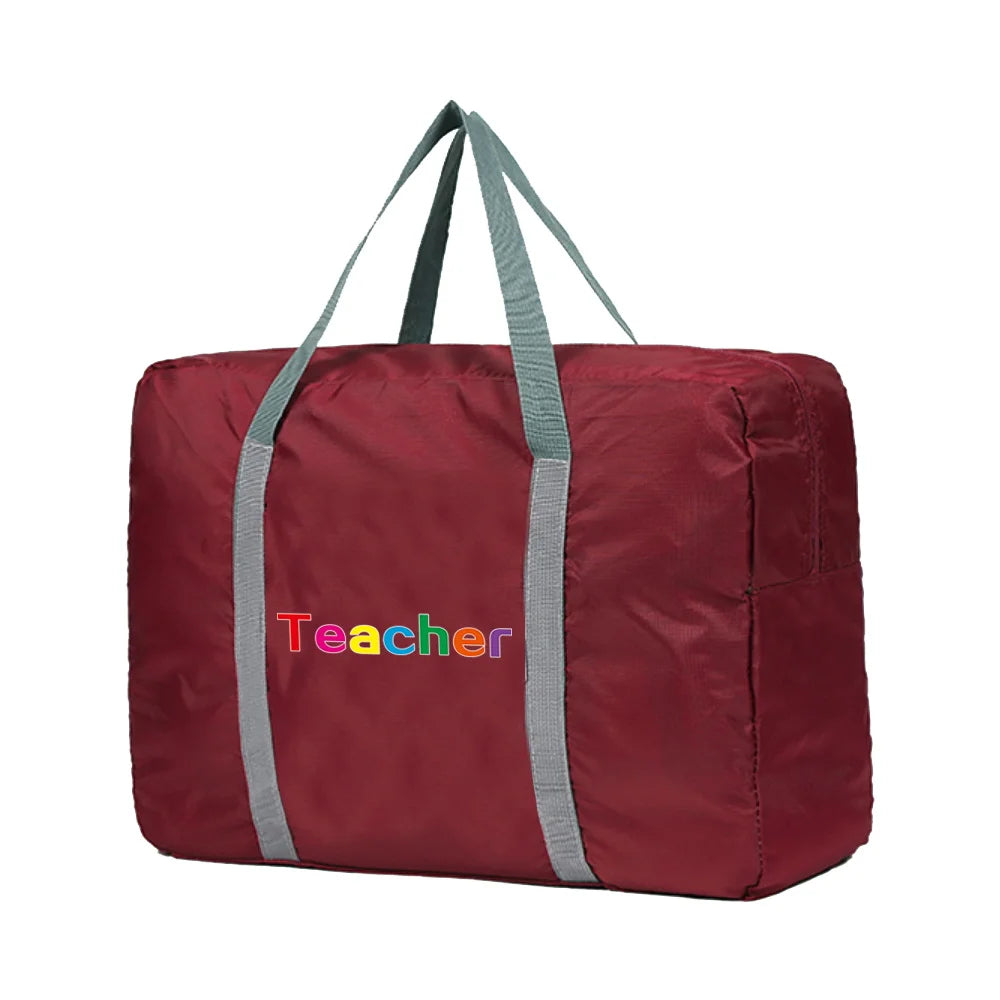 Teacher Pattern Travel Bag Unisex Foldable Handbags Organizers