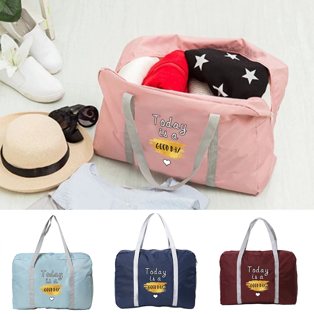 Food Print Travel Bag Women Camping Handbag Organizer Zipper Tote Bags