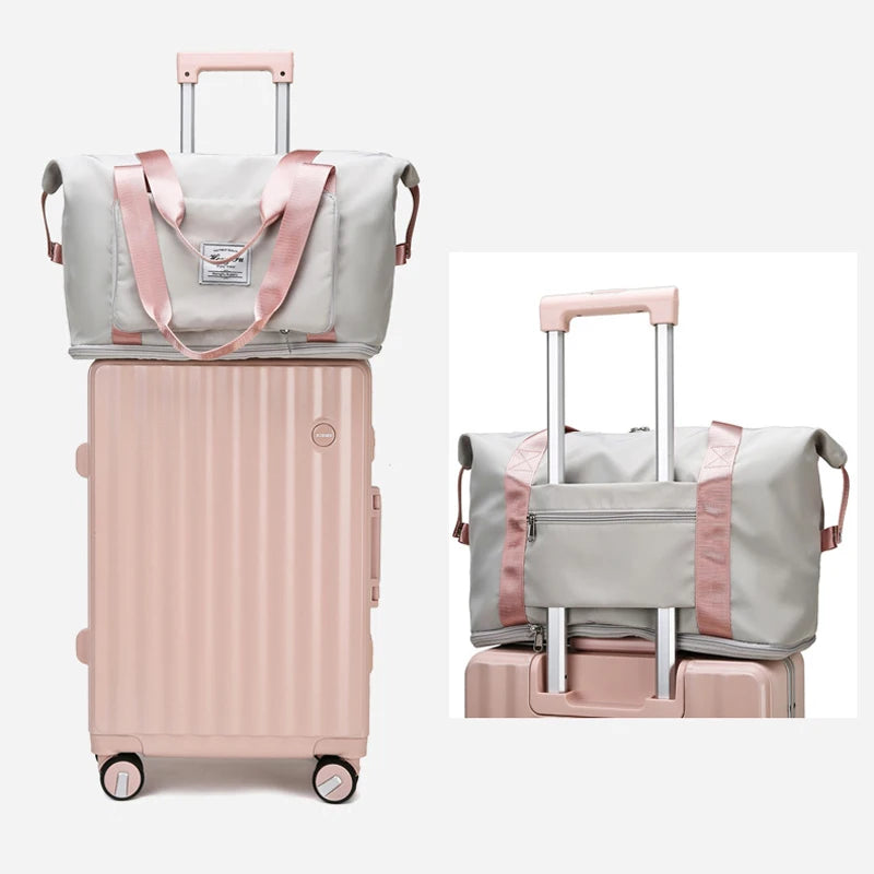 Foldable Travel Bag Large Storage Women Duffel Shoulder Waterproof Handbag