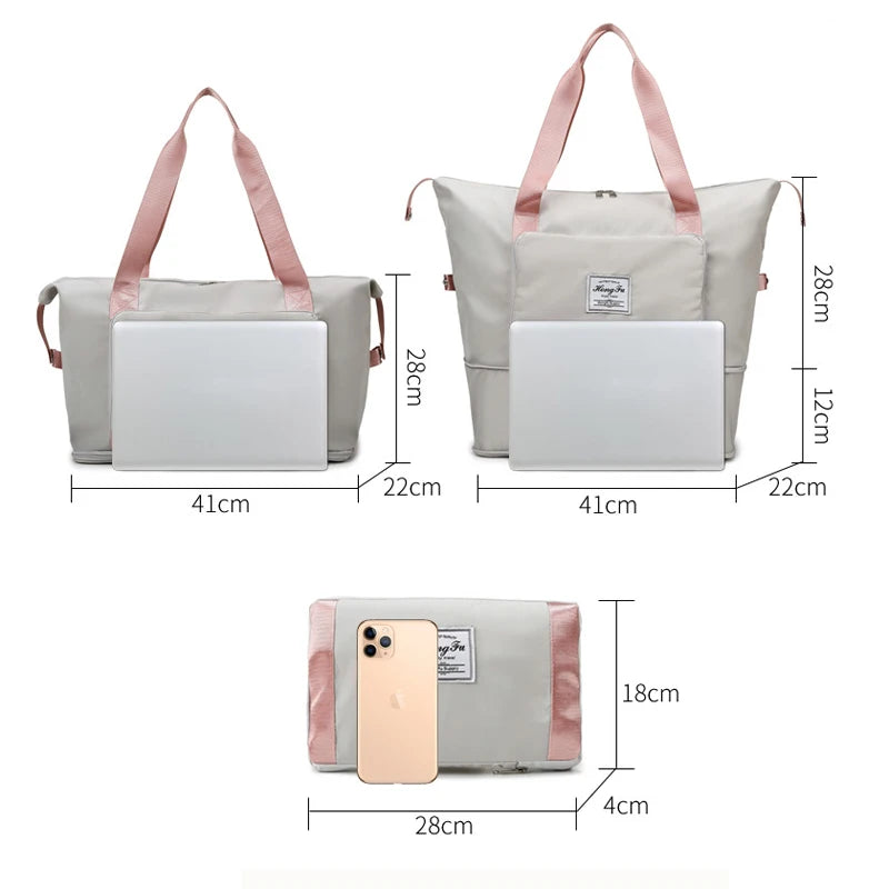 Foldable Travel Bag Large Storage Women Duffel Shoulder Waterproof Handbag