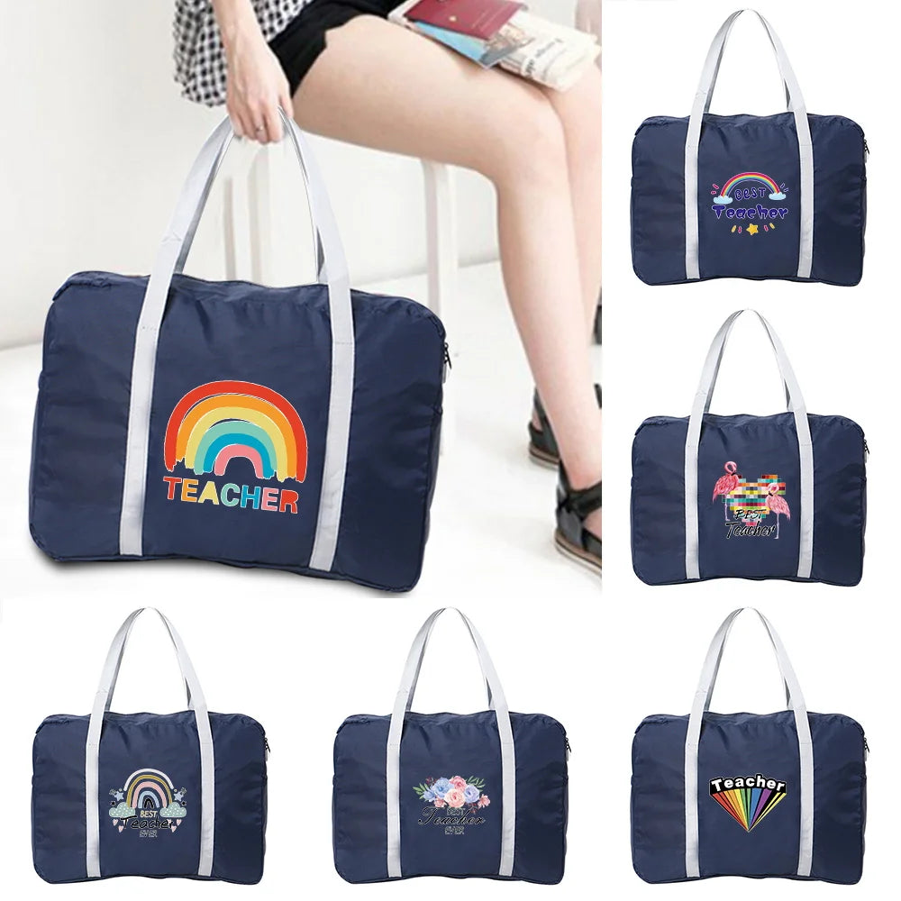 Teacher Series Print Travel Bags Nylon Unisex Large Capacity Handbag