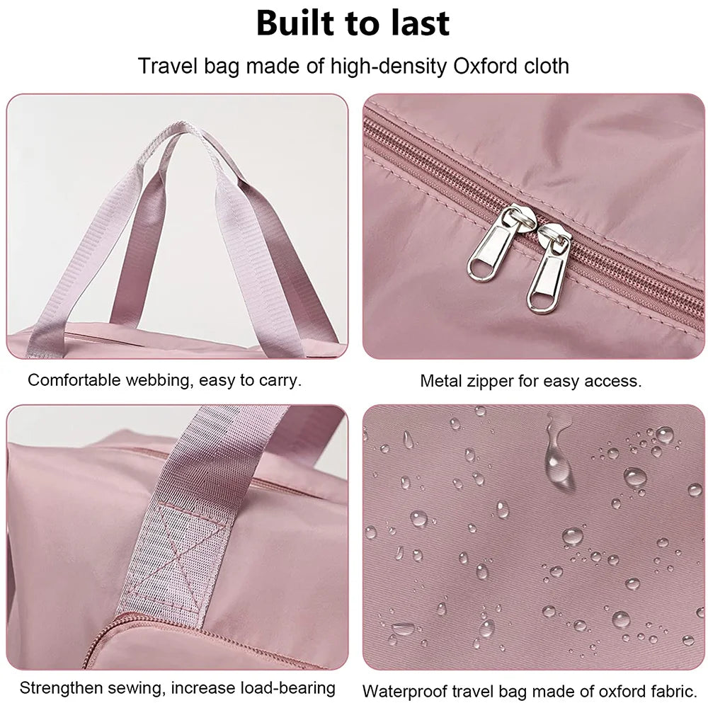 Large Capacity Travel Bag Foldable Organizer Tote Carry On Women Shoulder Duffle