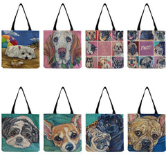Animal Shoulder Bag Cartoon Oil Painting Dog Ladies Leisure Shopping Bag