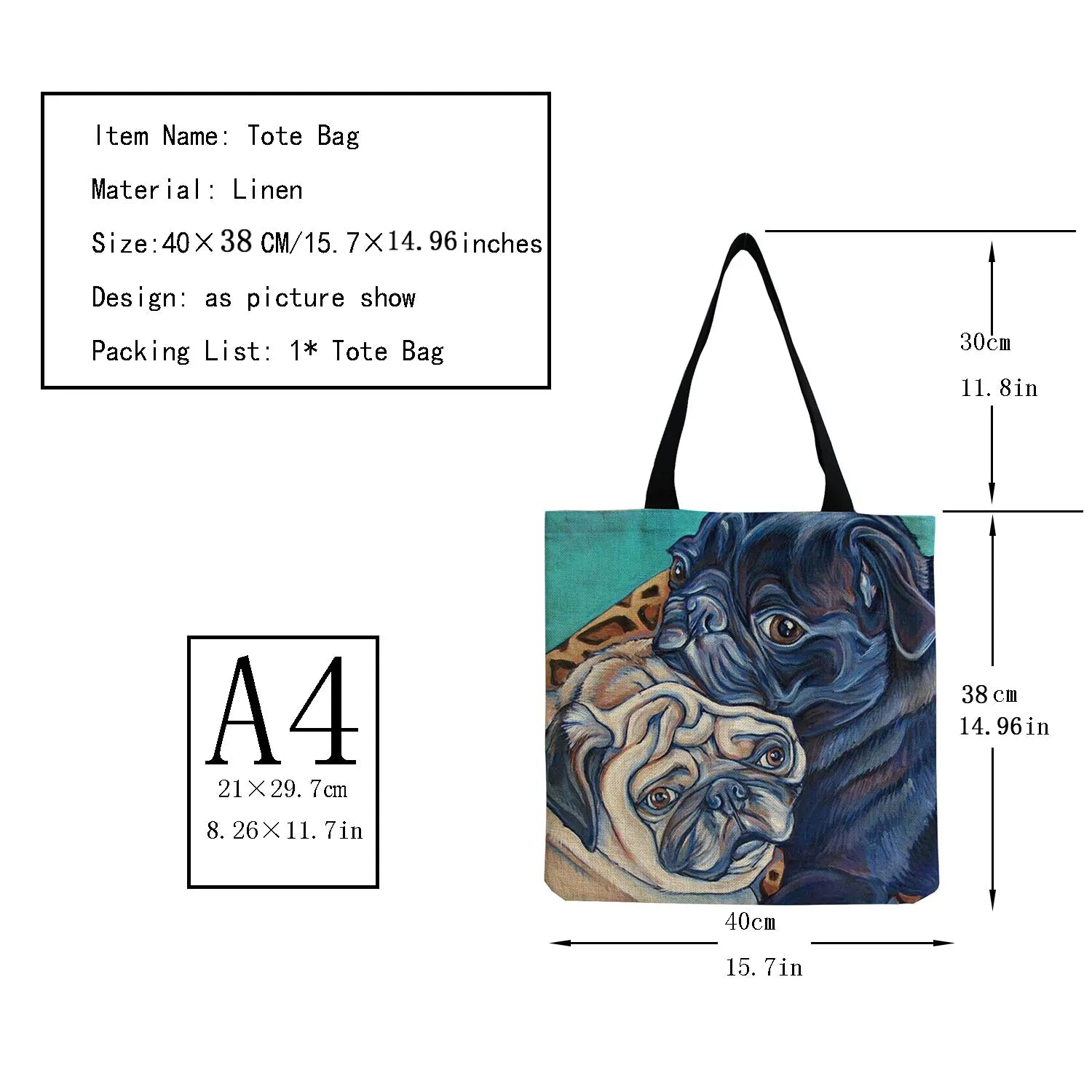 Animal Shoulder Bag Cartoon Oil Painting Dog Ladies Leisure Shopping Bag