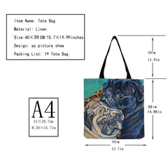 Animal Shoulder Bag Cartoon Oil Painting Dog Ladies Leisure Shopping Bag