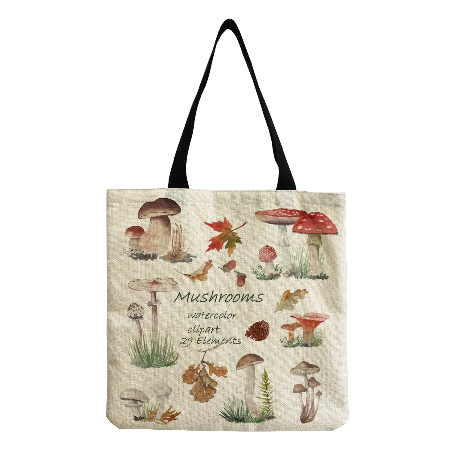 Cartoon Mushroom Printed Beach Shoulder Bag High Capacity Handbag