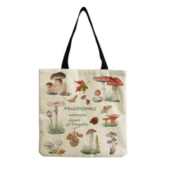 Cartoon Mushroom Printed Beach Shoulder Bag High Capacity Handbag