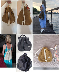 Summer Beach Straw Bag Women Shoulder Rucksack Weaved Backpack