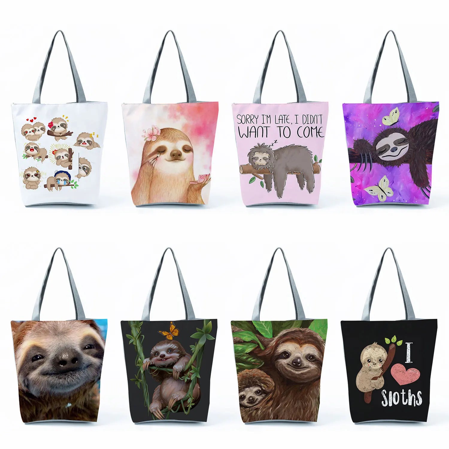 Travel Beach Tote Plant Sloth Printed Casual Gift Women's Handbags