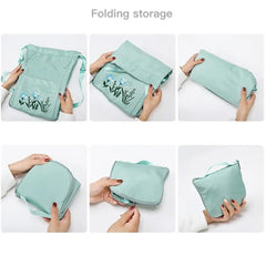 Waterproof Flower Print Embroidery Foldable Drawstring Backpack