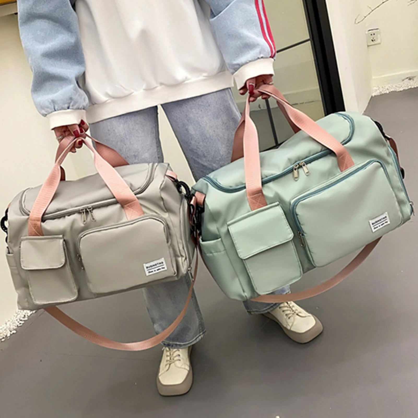Waterproof Travel Duffle Bag with Wet and Dry Separation Compartments
