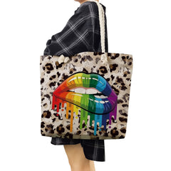 Travel Polyester Handbags For Women Thick Rope Shopper Bag Reusable Leopard Rain