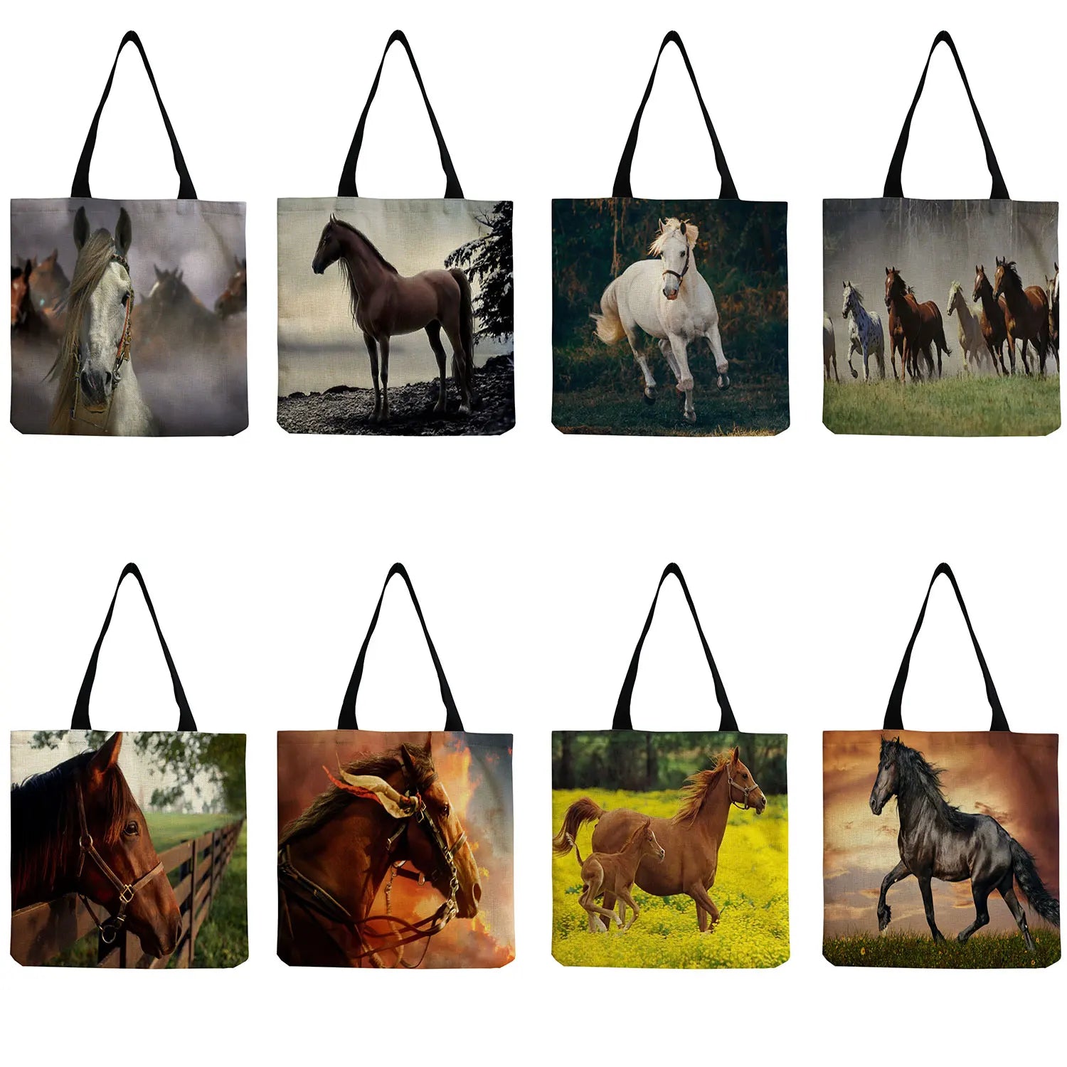 Foldable Horse Print Shopping Bag Eco Reusable Tote