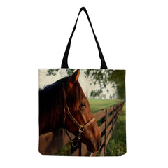 Foldable Horse Print Shopping Bag Eco Reusable Tote