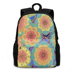 Travel Laptop Bagpack Bags Doodle Yellow Red Orange Green Purple Plum Outlines