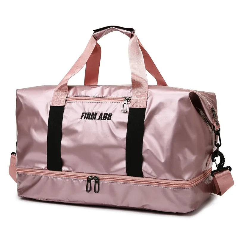 Nylon Gym Bag Dry Wet Separation Yoga Bag Large Capacity Shoulder Overnight Bag