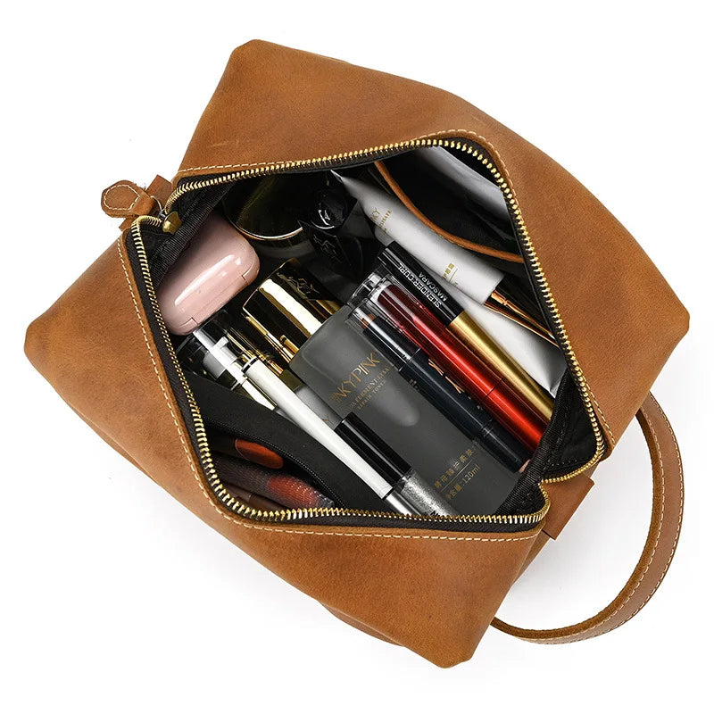 Leather Toiletry Bag for Men and Women