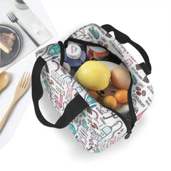 Travel Nurse Insulated Lunch Bag - Cartoon Print Food Case Cooler