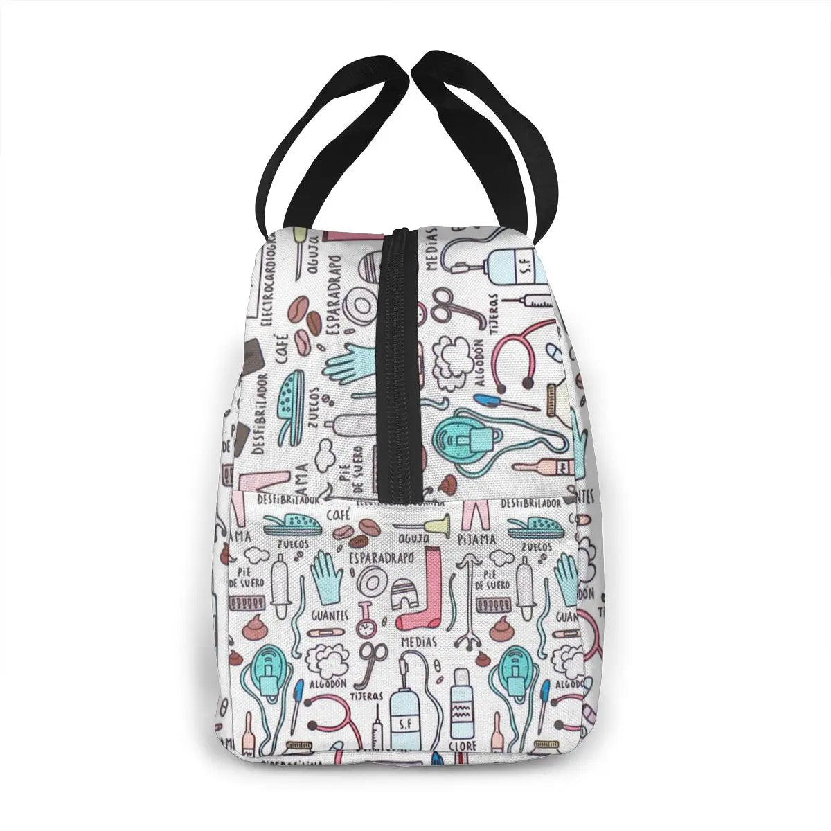 Travel Nurse Insulated Lunch Bag - Cartoon Print Food Case Cooler