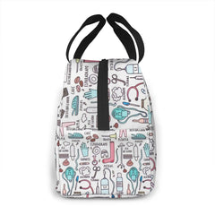 Travel Nurse Insulated Lunch Bag - Cartoon Print Food Case Cooler