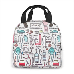 Travel Nurse Insulated Lunch Bag - Cartoon Print Food Case Cooler