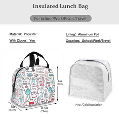 Travel Nurse Insulated Lunch Bag - Cartoon Print Food Case Cooler