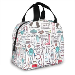 Travel Nurse Insulated Lunch Bag - Cartoon Print Food Case Cooler