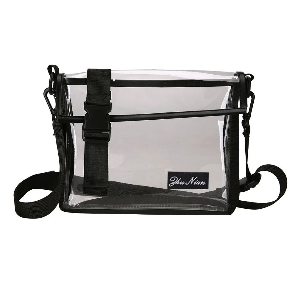 Travel PVC Shoulder Bag Women Flap Zipper Transparent Crossbody Messenger