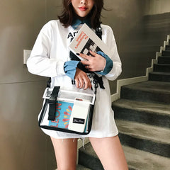 Travel PVC Shoulder Bag Women Flap Zipper Transparent Crossbody Messenger