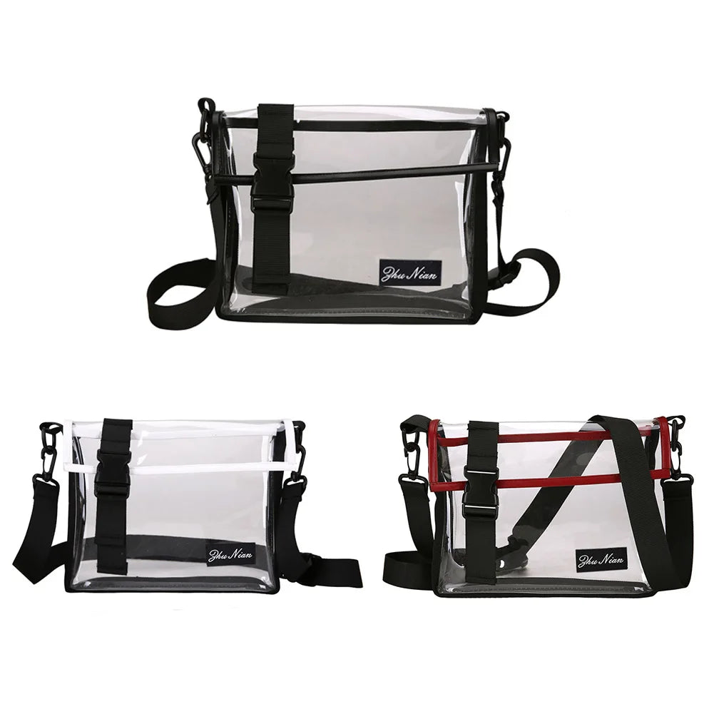 Travel PVC Shoulder Bag Women Flap Zipper Transparent Crossbody Messenger