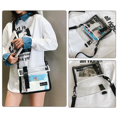 Travel PVC Shoulder Bag Women Flap Zipper Transparent Crossbody Messenger