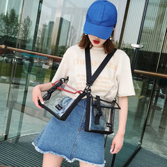 Travel PVC Shoulder Bag Women Flap Zipper Transparent Crossbody Messenger