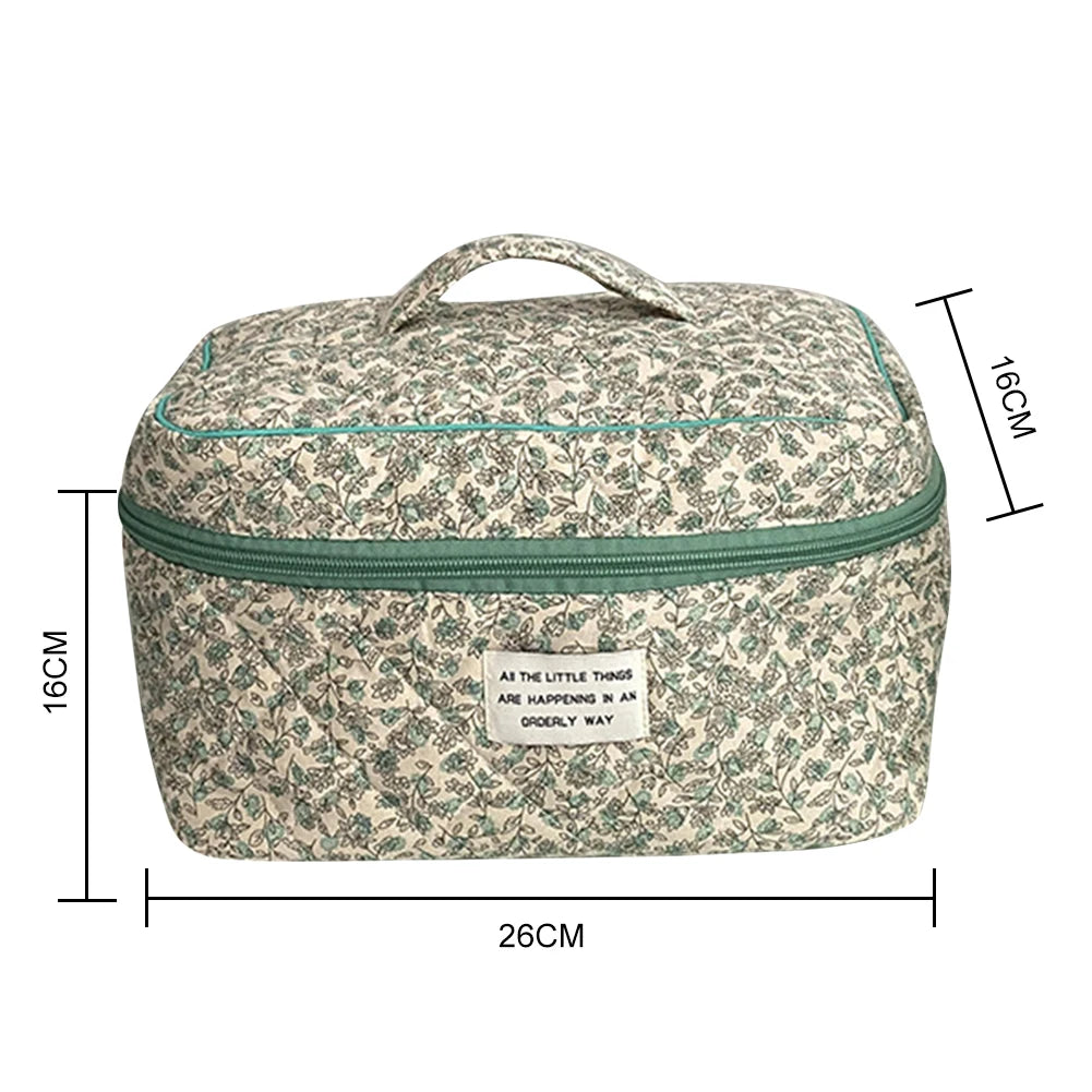 Floral Print Travel Cosmetic Bag Large Capacity Pencil Case