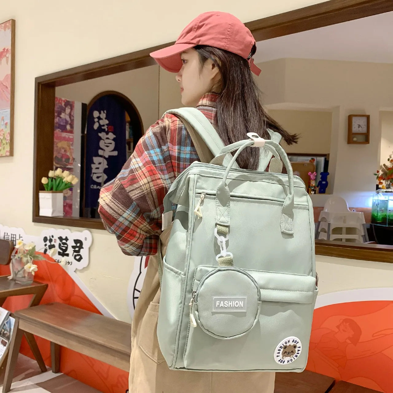 Preppy Purple Waterproof Backpack Women Candy Colors Fancy High School Bags