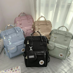 Preppy Purple Waterproof Backpack Women Candy Colors Fancy High School Bags