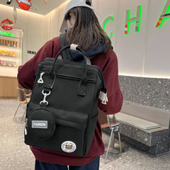 Preppy Purple Waterproof Backpack Women Candy Colors Fancy High School Bags