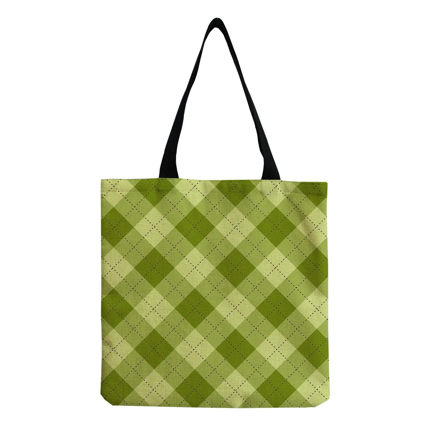 Eco Reusable High Capacity Women Shoulder Bag Portable Plaid Print