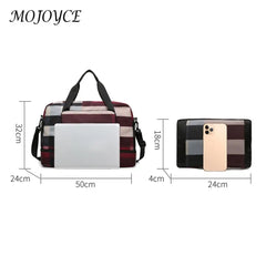 Plaid Shoulder Gym Bag for Men Women Fitness Training Waterproof Oxford